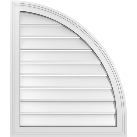 Ekena Millwork Quarter Round Top Right Surface Mount PVC Gable Vent w/ 2"W x 2"P Brickmould Sill Frame, 24"W x 28"H GVPQR24X2803SF